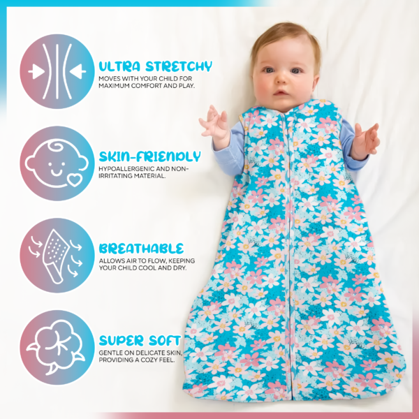 Floral Dreams 100 % Organic Cotton Baby Sleep Sacks - Image 2